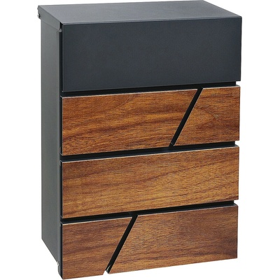 Poštovní schránka RICHTER BK.524.WO.AM (antracit matná s potiskem dřeva), RICHTER antracit matná – Zboží Mobilmania