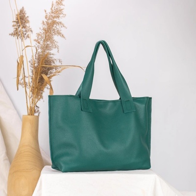 Ammyla Kožená shopper kabelka Caroline smaragdová