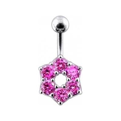Šperky4U stříbrný piercing do pupíku kytička BP01016-P