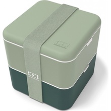 MonBento Svačinový bento box Square Green Bicolor zelená