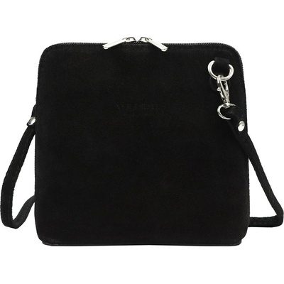 Malá kožená semišová crossbody kabelka no. 03 Černá
