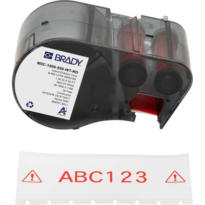 Brady M5C-1500-595-WT-RD / 170945, 38.10 mm x 7.62 m, Винил, червен печат / бял фон (170945)