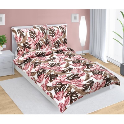 Veratex Povlečení krep monstera růžová 140x200 70x90 – Hledejceny.cz
