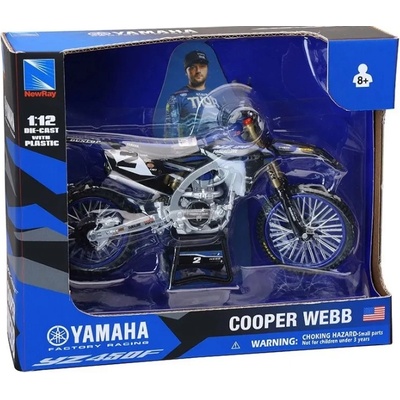 New Ray Toys Метален мотоциклет Newray - Yamaha YZ450F, Cooper Web, 1: 12 (58483)