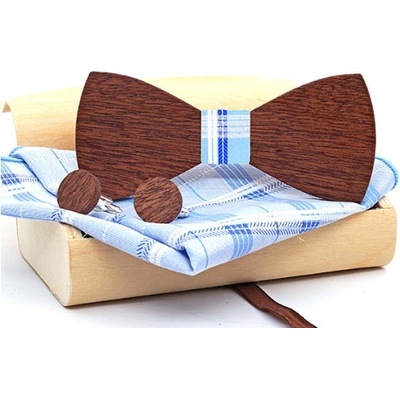 Mahoosive dřevěné manžetové knoflíčky s motýlkem Simargl M013