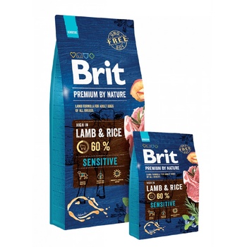 Brit Brpremium by nature- sensitive lamb & rice- Суха храна за израснали кучета с 45% прясно агнешко месо