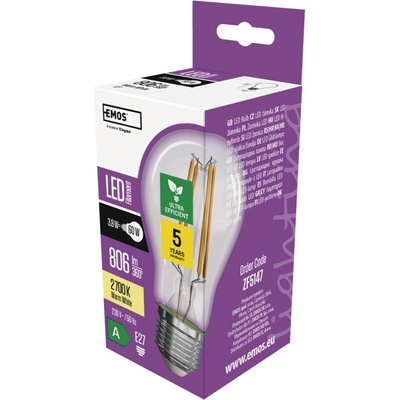 Emos LED žárovka A60/E27/3,8W/60W/806lm/teplá biela