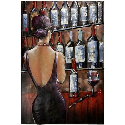 Kovový obraz na stěnu Žena v baru – 80x5x120 cm