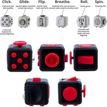 Fidget Cube antistresová kostka Bílo žlutý