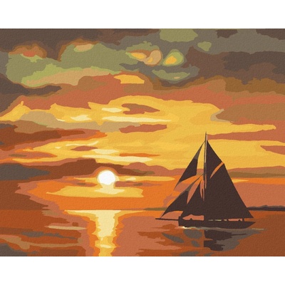 Zuty Malování Podle Čísel Tmavá Plachetnice Za Soumraku D. Rusty Rust 80 x 100 Cm Plátno Rám
