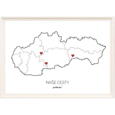 Spomienková mapa Naše cesty – Slovensko, A3 + rám