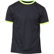 Nath dětské tričko na sport s kontrastními lemy černá žlutá fluorescentnír