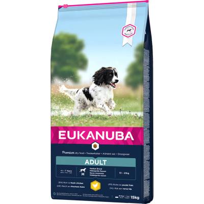 EUKANUBA 15кг Adult Medium Breed Eukanuba, суха храна за кучета - с пиле