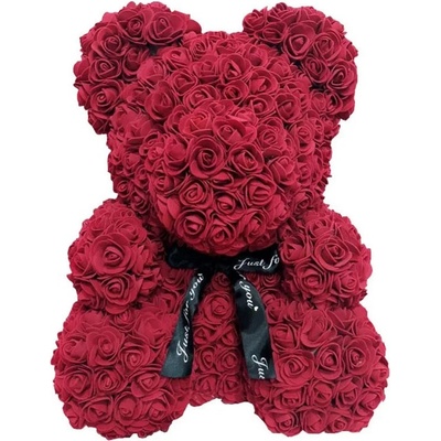 BudNej medvídek z růží 25 cm - tmavě červený - MN9410