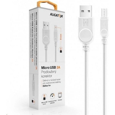 Aligator DAKAMUOUTWT Dátový micro USB 2A, 1m, bílý