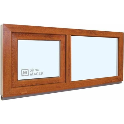 KÖMMERLING Plastové okno - 70 AD, 1500x600 mm, FIX/S, zlatý dub čiré, zlatý dub/bílá