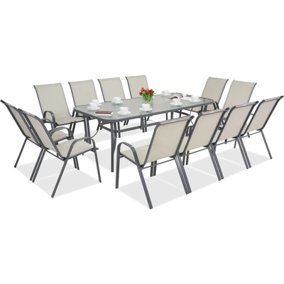Garden Point Метална градинска мебел Modena за 12 човека с голяма маса Garden Point светло сива (GAP473-12)