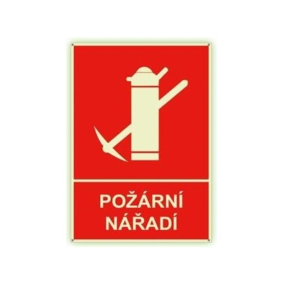 Požární nářadí s textem - fotoluminiscenční tabulka s dírkami, plast 2 mm 148x210 mm