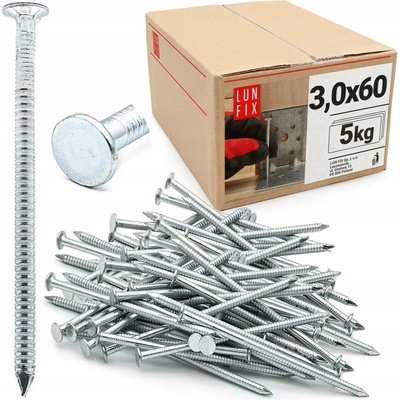 Hřebíky prstencové 60mm 3x60 pozinkované vroubkované paletové 5 kg