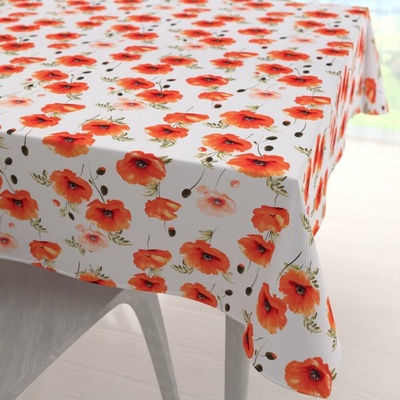 Biante Teflonový čtvercový ubrus TF-133 Červenooranžové vlčí máky na bílém 50x50 cm