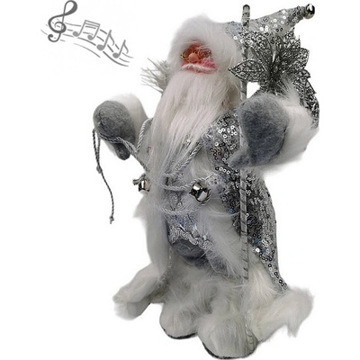 Gerui Spievajúci a tancujúci Mikuláš s Rolničkami 30 cm strieborný