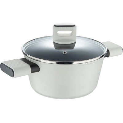 BERGNER Kastrol s poklicí s nepřilnavým povrchem LINES 20 cm šedobílá BG-56091-GY
