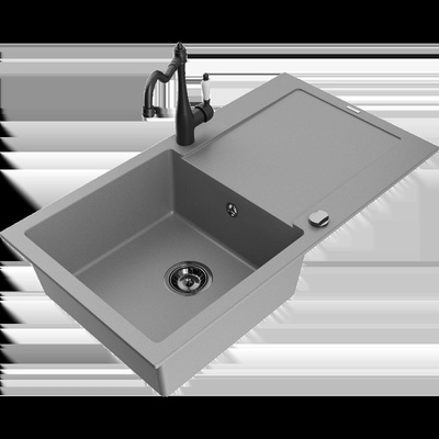 Leo мивка от гранит с 1 отделение с отцедник и кухненски смесител Carla, сив - 6501-71-670700-70-B (6501-71-670700-70-B)