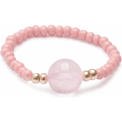 Nefertitis Růženín prsten elastický se skleněnými seed korálky NF22043