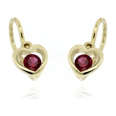 Zlatnictví U Kostela dětské zlaté náušnice červená srdíčka 41233Č