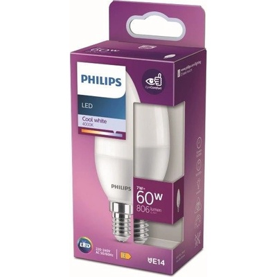 Philips 8719514309685 LED žárovka E14 7W/60W 806lm 4000K B38 svíčka
