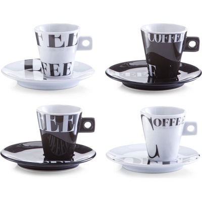 Coffee ZELLER Súprava šálok s podšálkou porcelán motív 4 x 50 ml