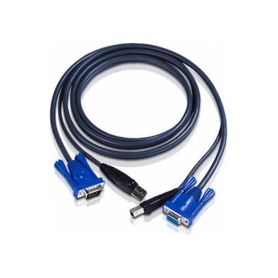 ATEN KVM кабел ATEN 2L-5002U, HD15 M + USB A type M към HD15 F + USB type B M, 1.8 м, 2L-5002U