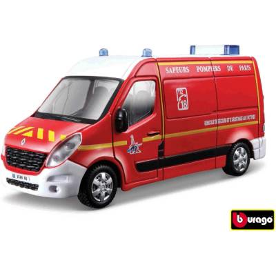 Bburago Renault Master červená hasiči 1:50