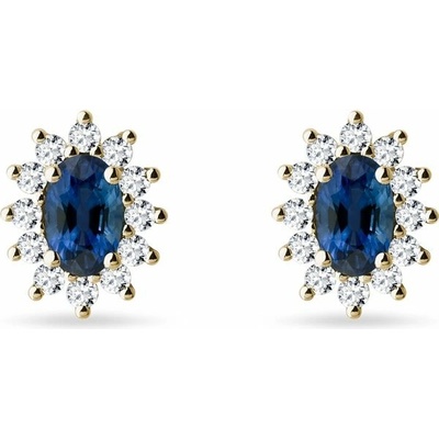 Klenota zlaté náušnice s diamantmi a zafíry k0245093