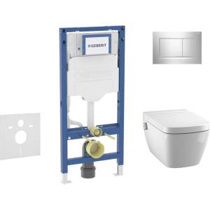 Geberit Duofix - Комплект за монтаж пред стена, тоалетна TECEone и седалка със система „softclose, бутон Sigma20, лъскав хром/мат хром SANI11CT1105 (SANI11CT1105)