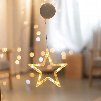 ACA DECOR LED Vánoční hvězda do okna teplá bílá barva IP20 3xAAA přísavka