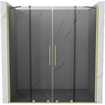 Mexen Velar Duo плъзгащи се душ врати 200 cm, графит, злато четкано - 871-200-000-42-55 (871-200-000-42-55)