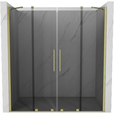 Mexen Velar Duo плъзгащи се душ врати 200 cm, графит, злато четкано - 871-200-000-42-55 (871-200-000-42-55)