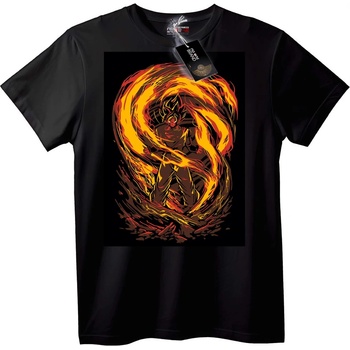 NOONEBRAND Тениска Огнен Воин Аниме - 7XL, Black