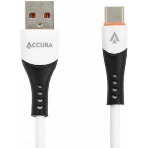 Accura USB-A - USB-C 1.0m rubber 5V/2A white