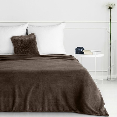 Eurofirany Deka SIMPLE jemná jednofarebná deka tmavohnedá Polyester 150x200