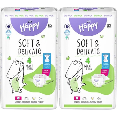 Bella Happy Soft & Delicate BigPack 4 8-14 kg 124 ks 2x 62 ks