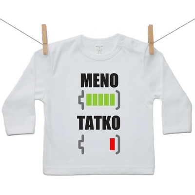 Boodyy Tričko s dlhým rukávom Batéria nabitá/vybitá tatko s menom