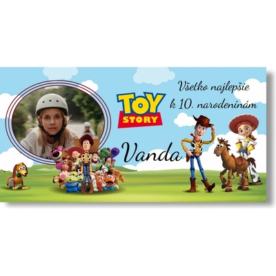 Personal Narodeninový banner s fotkou - Toy story Rozmer banner: 130 x 260 cm