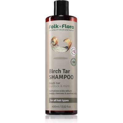 Folk & Flora Birch Tar hĺbkovo čistiaci šampón pre suchú pokožku so sklonom k svrbeniu 400 ml