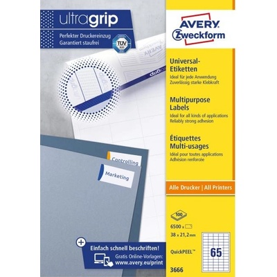 AVERY Zweckform univerzálne etikety, 38 x 21,2 mm - biele