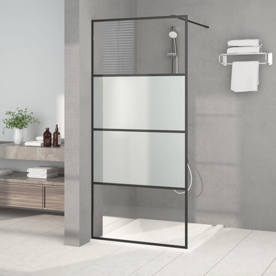walk-in černá 90x195 cm napůl mléčné ESG sklo