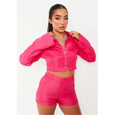 Missy Empire Яке Missy Empire Women's Zip Through Tailored Cropped Long Sleeve Softshell Jacket - Pink