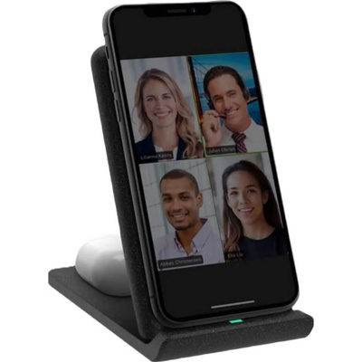 UNIQ Vertex Duo Slim Foldable Dual Wireless Charger 15W - двойна поставка (пад) за безжично захранване за Qi съвместими устройства и Apple Airpods (черен)