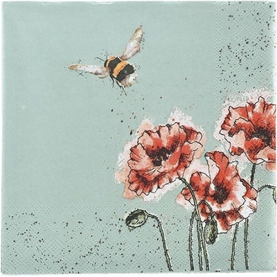 Wrendale Designs Papírové ubrousky Flight of the Bumblebee Čmelák 24x24cm